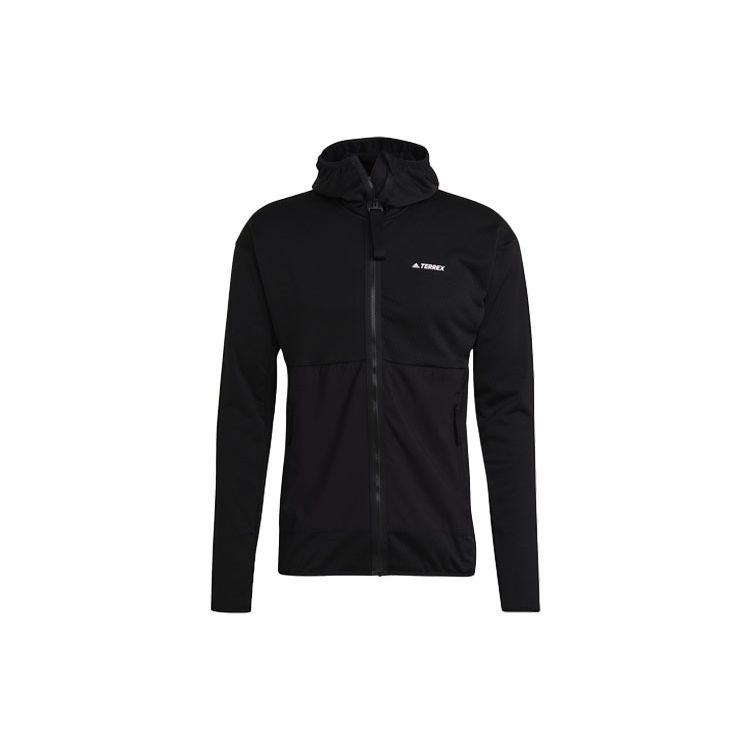 adidas Terrex Tech Fleece Light Hooded Hiking Jacket Black GI7313 XS