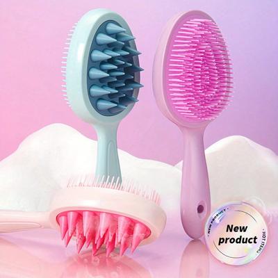 Entwirrbürste Doppelzweck-Finishing-Kamm mit langem Griff für Kopfhautmassage & Reinigung Nass & Trocken mit Doppelzahn-Design
