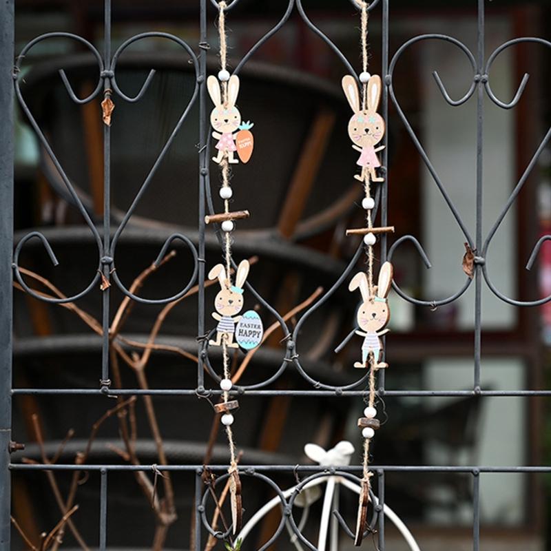 Kreatives Handwerk Holzdekoration Osterhase Hängeornament Osterfeiertagsdekorationen für mit Trageband Terrasse Hof Teil