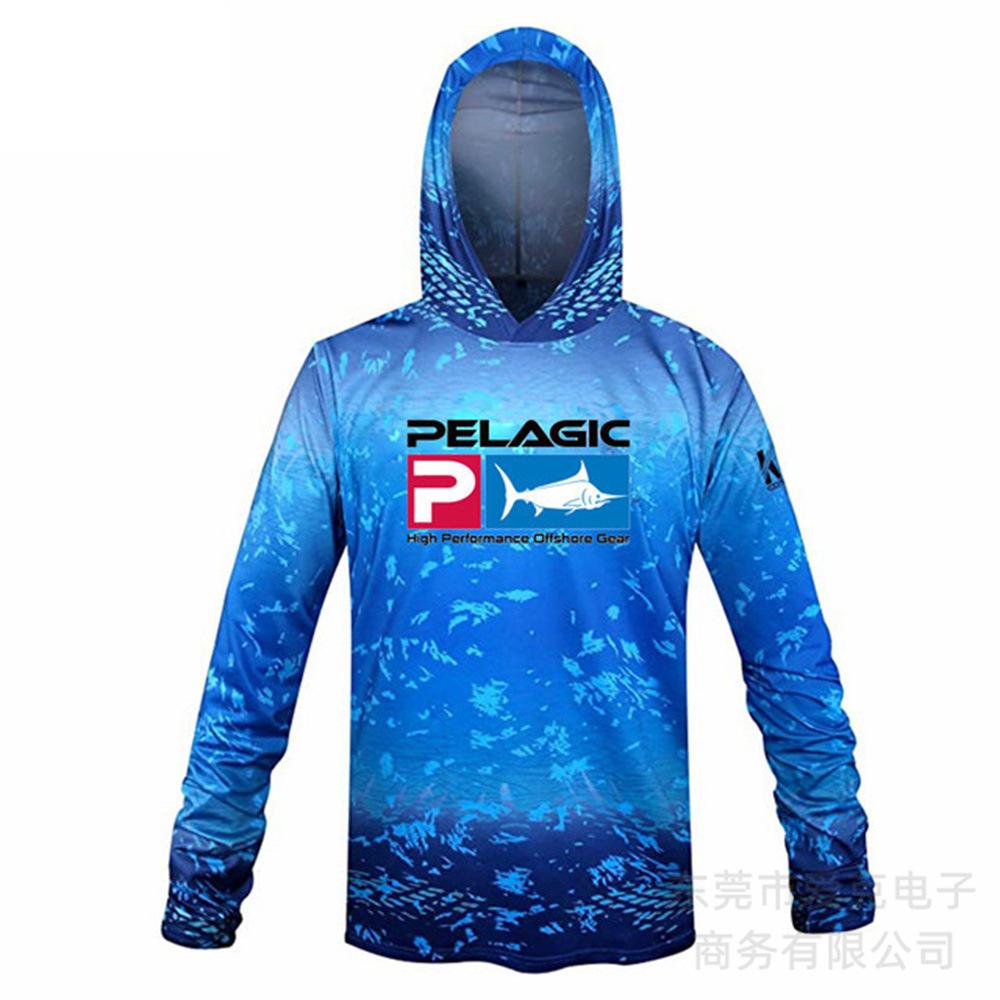 Pelagic Fishing Clothing Summer Camouflage Sunscreen Clothing Breathable Hooded Fishing Sportswear Quick-drying T-shirt Available