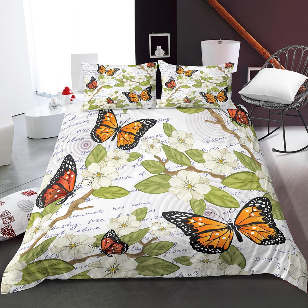 Butterfly Aesthetics Duvet Cover King Queen Beautiful Blue Flying Insect Pattern Print Bedding Set 2/3pcs Polyester Quilt Cover