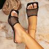 Huizhou Women's High-heeled Sandals Women's Black Fashion Mesh Square-head Women's Shoes One-pedal High-heeled Sandals