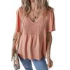 US Shiying Loose Solid Bid V neck pullover Women 2025 Summer New Simple Short sleeve T-shirt Women