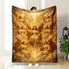 Heavenly Angels in Golden Light BlanketFlannel blanket for bedroom, living room, sofa, and nap