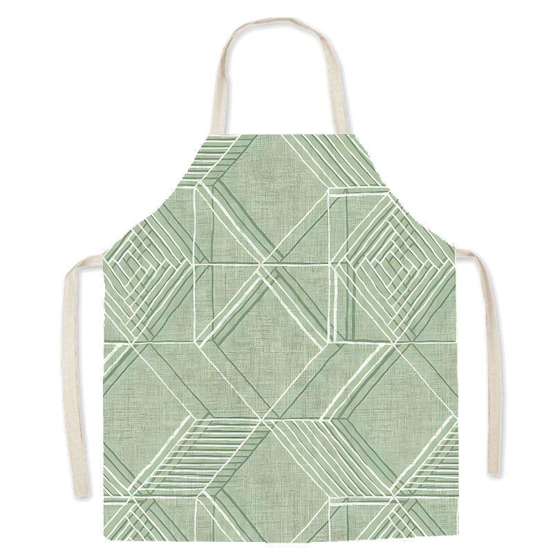 Nordic Fresh Plant Couple Linen Sleeveless Apron Kitchen Baking Cooking Men And Women Waist Chef Coat