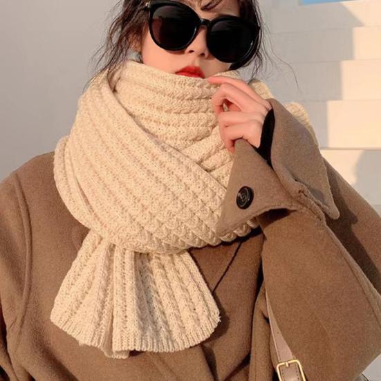 Couple Winter Scarf Warm Thick Knitted Long Scarf Solid Color Soft Large Wrap Outdoor Indoor Cold Weather Neck Warmer