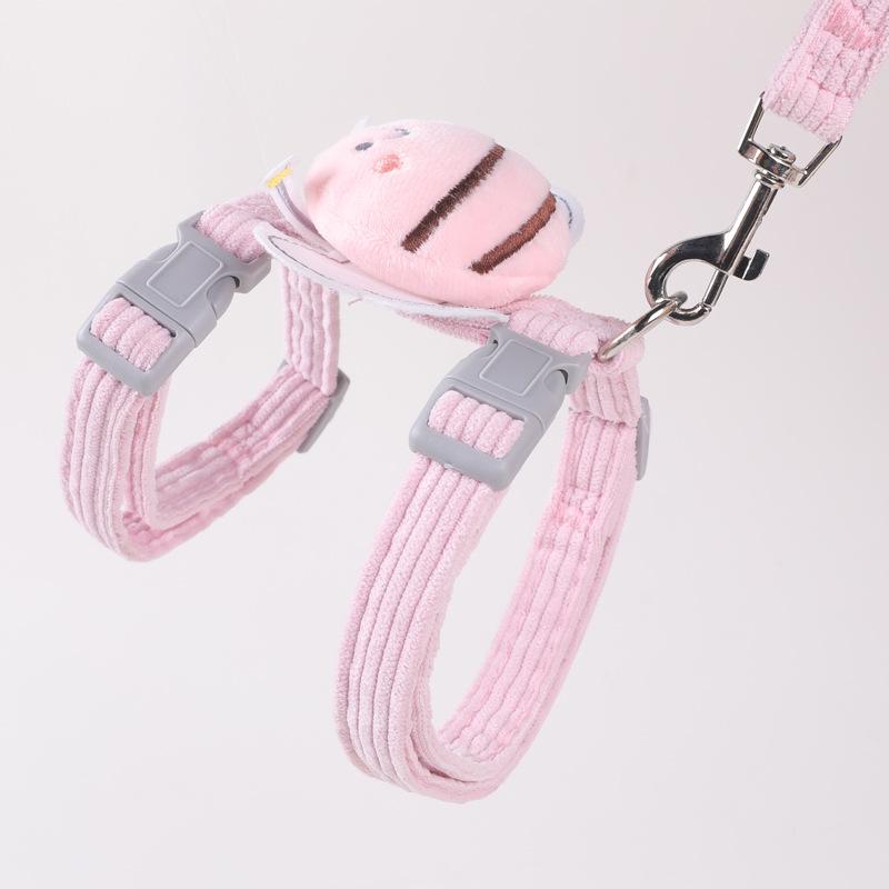 Breathable Cartoon Little Bee Cat & Dog Harness with Leash