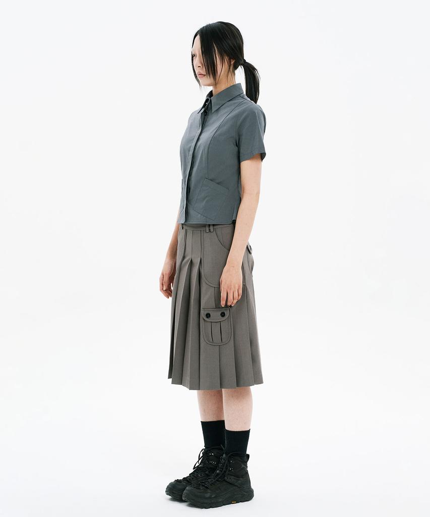 Hanahi Under Pocket Half Shirts Gray