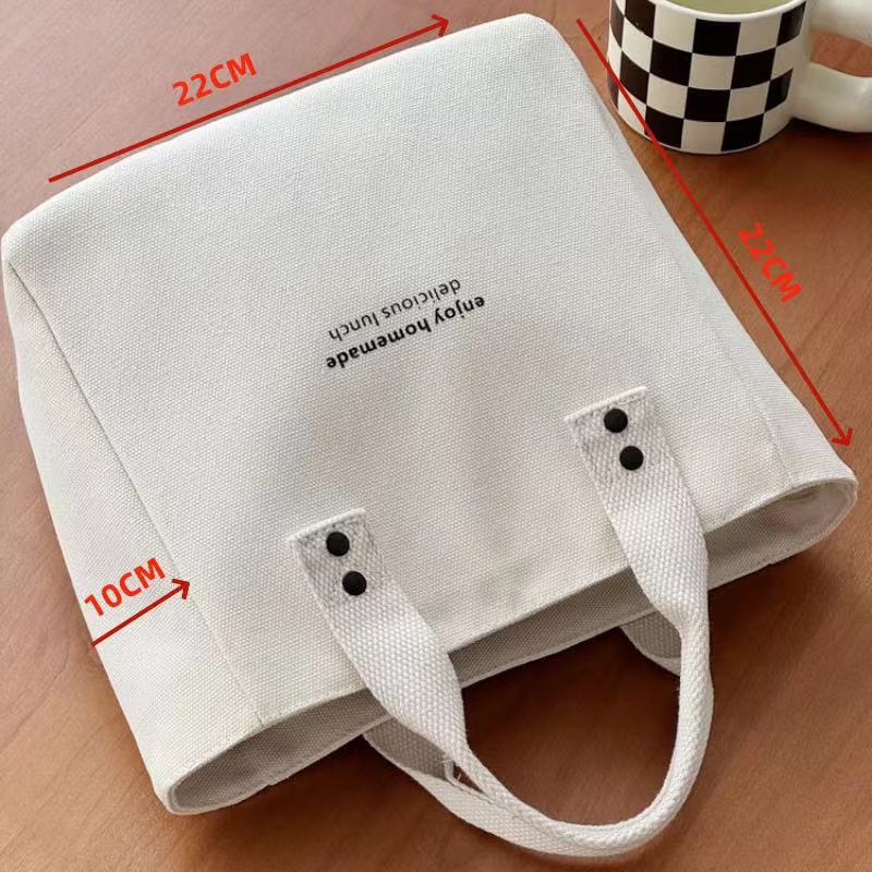 

Холщовая однотонная сумка-тоут в японском стиле для мамы, офисных работников, для выноса еды, простая контрастная модная сумка, ланч-бокс белый