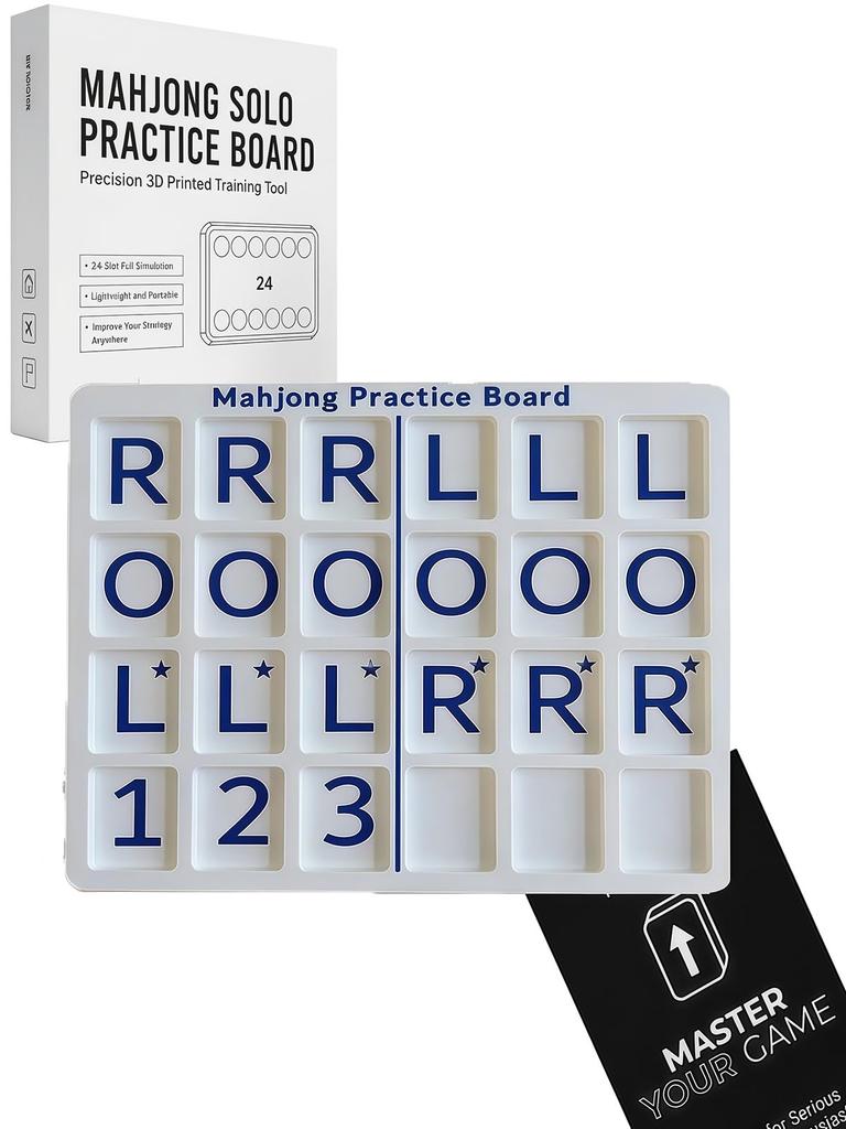 Mahjong Solo Practice Board, Compatible with American Mahjong Tiles with 24 Slots, 3D Printed Portable Mahjong Practice Board for Strategy Training