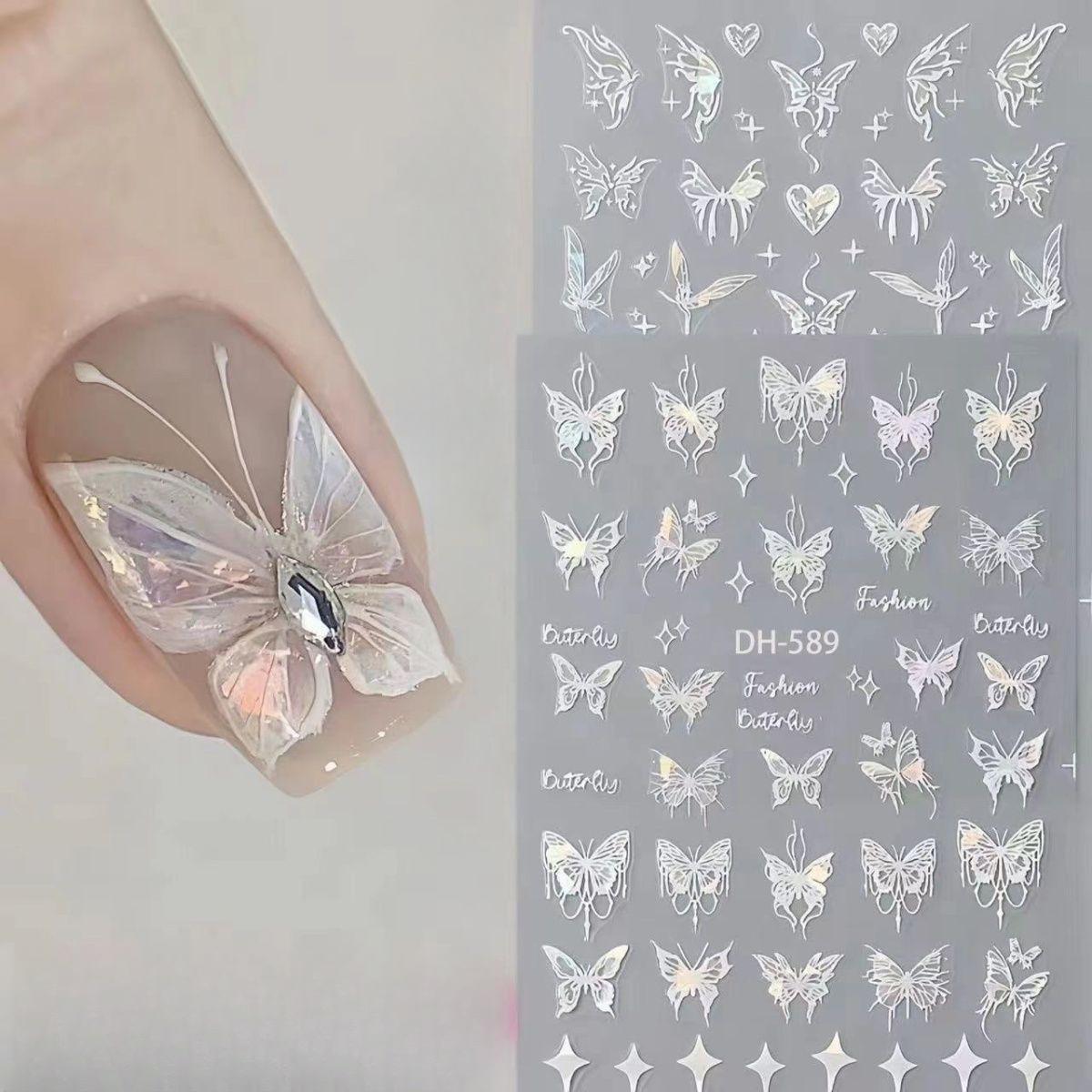 

New Shell Light Butterfly Manicure Sticker Mermaid Tail High-end Liquid Clear and Lively Butterfly Manicure Sticker T131-Dream Butterfly
