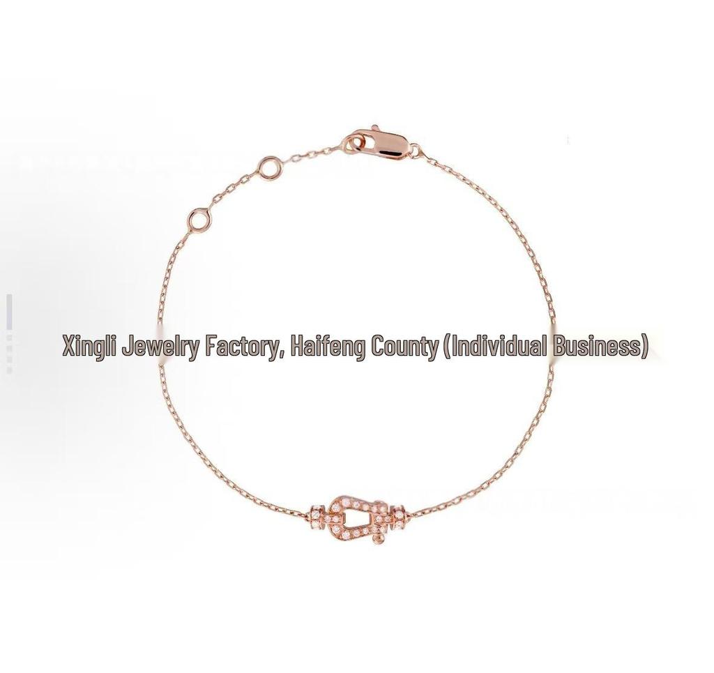 Fred Horseshoe Pendant Necklace In 18K Rose Gold, Full Diamond Clavicle Chain for Women