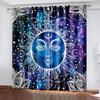 Graphic Sun Moon Starry Sky Printed Curtains, Rod Pocket Curtains Living Room Kitchen Office Decoration Curtains Home Decoration