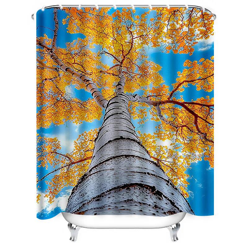 Autumn Tree Waterproof Shower Curtain Heat Resistant Machine Washable Non-Transparent 180x180cm