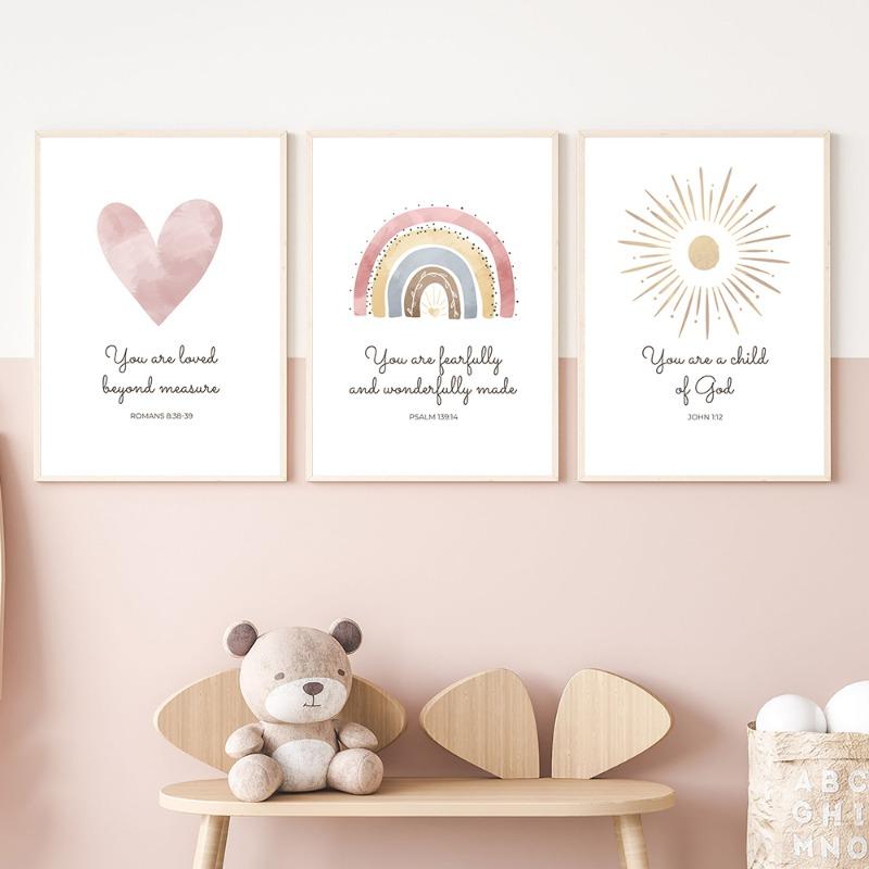 Christian Girl Nursery Wall Art Prints Bible Verse Poster Child of God Quote Canvas Painting Girl Gift Bay Girls Room Wall Decor