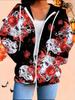 Halloween 3D Printed Hooded Cardigan Plus Size Autumn Winter Retro