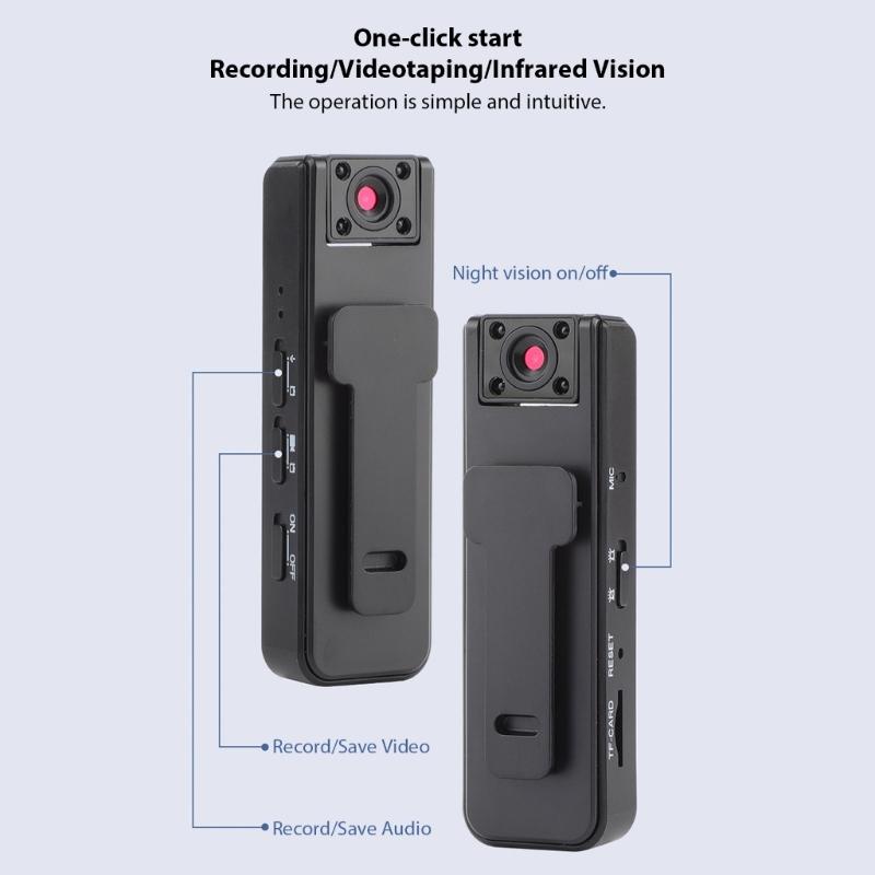 Pocket Clip Action Camera 1080P Video Recording 500mAh Battery Night Viewing Function For Sports Travel Outdoor