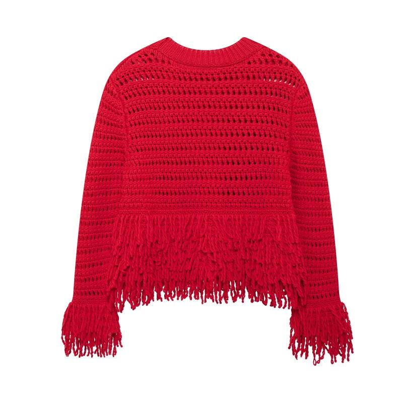 Autumn New European & American Women's Tassel Knit Sweater