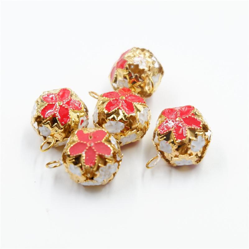 DIY Schmuckzubehör Blumenglocken Hohlglocken Cloisonné-Glocken Tropfölfarbene Haustierglocken Blumenkugel Eisenglocken