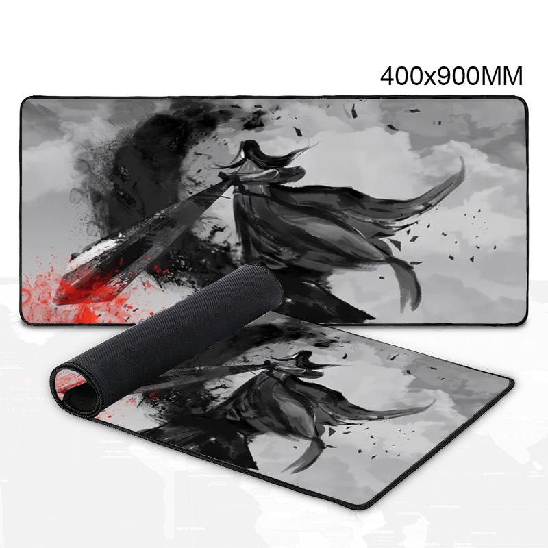 Mouse Pad Large Ink Painting Black Desk Pad Samurai Nonslip Rubber White Game Mouse Mat Laptop Carpet Gaming Mousepads