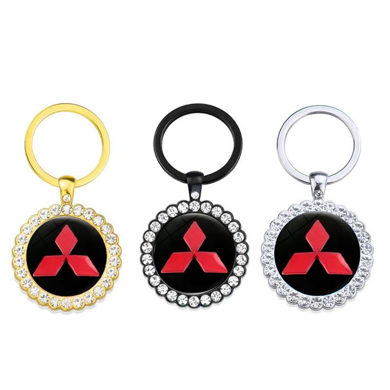 Alloy Car Logo Key Rings Chain Holder Gift for Mitsubishi Ralliart Lancer ASX L200 Colt Pajero Outlander Eclipse Galant Montero