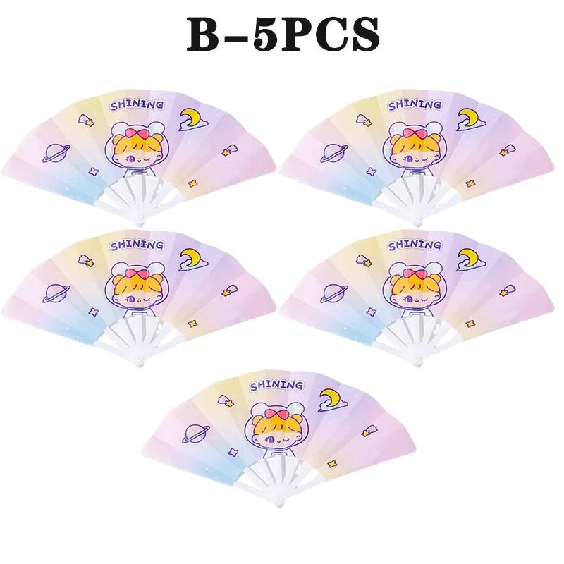 Cartoon Hand Crank Cool Fan Creative Summer Small Fresh Cute Portable Folding Fan PP Plastic Folding Fan for Student Children