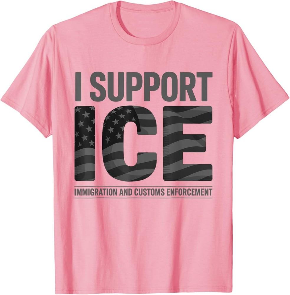 Я поддерживаю ICE, Иммиграционных офицеров, Американский флаг, Винтажная футболка 4XL
