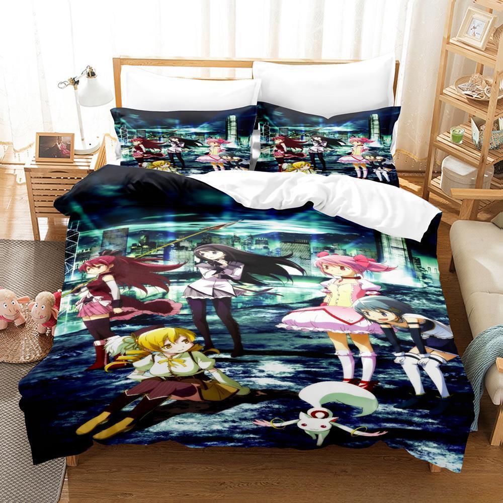 New 3D Kawaii Girl Anime Puella Magi Madoka Magica Bedding Set Cartoon Anime three-piece set Adult Kid Bedroom Duvet cover Sets