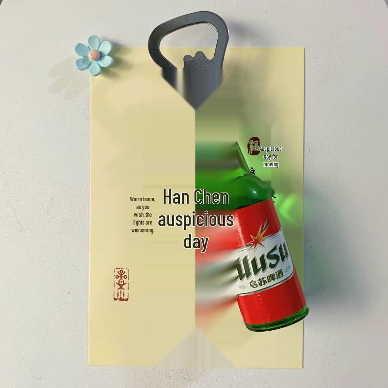 Creative Magnetic Tanghulu Cheese Beer Bottle Opener – Refrigerator Magnet Resin Decor.