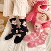 Non-shedding Coral Fleece Socks, Warm Half Fleece Women's Socks, Home Floor Socks, Little Bear Socks, Mid-calf Cartoon Socks