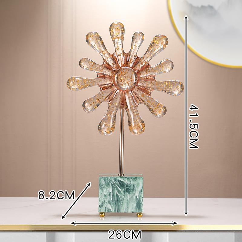 Resin Handicrafts Transparent Colored Gradient Sunflowers Geometric Sun Abstract Ornament Decorative Figurines Room Decoration