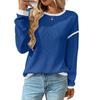 Women's Fashion Round Neck Imitation Sweater Long Sleeve Colour Block Loose Top
