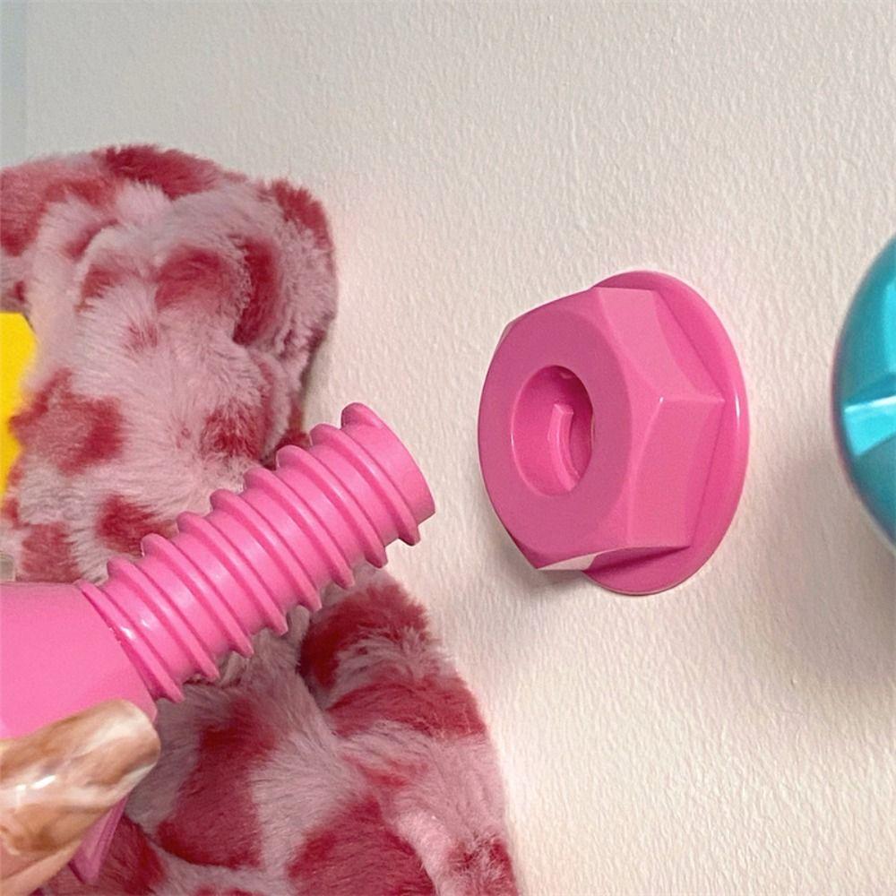 3Pcs Screw Nail Shaped Screw Shaped Hook Plastic Storage Hanger Creative Sticky Hook  Clothes