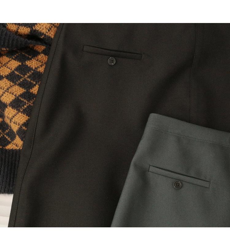 Elegant British Retro High-Waist Straight Midi Skirt with Back Slit