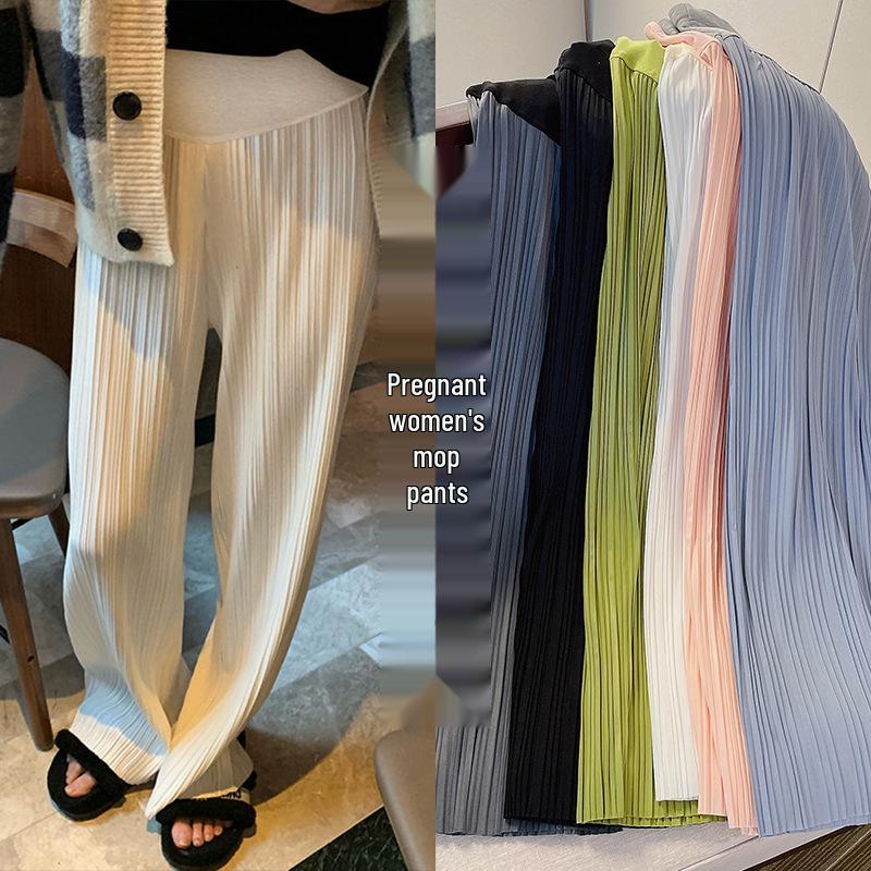 New Summer Pleated High Waist Floor-Length Wide-Leg Pants