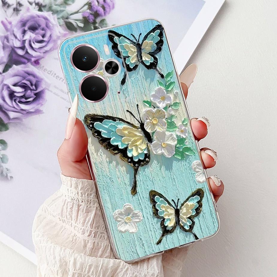 For Realme 14 5G Case RMX5075 Stylish Butterfly Painted Cover Silicone Case For Realme 14X 14 Realme14 T 14T 5G Soft Fundas Bags