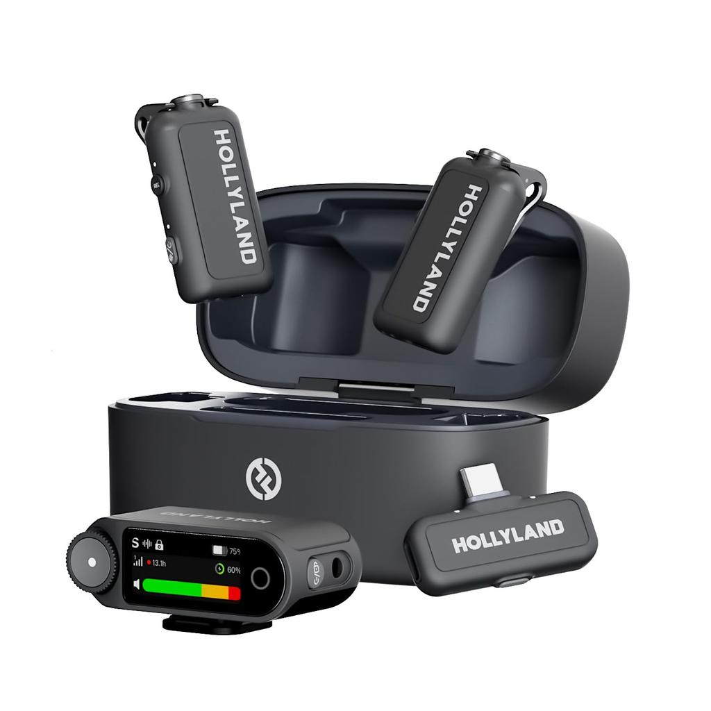 Hollyland LARK MAX 2 Combo Wireless Lavalier Microphone AI Noise Cancellation Recording Up to 340m Transmission Range Compatible with Camera RX x 1 RX