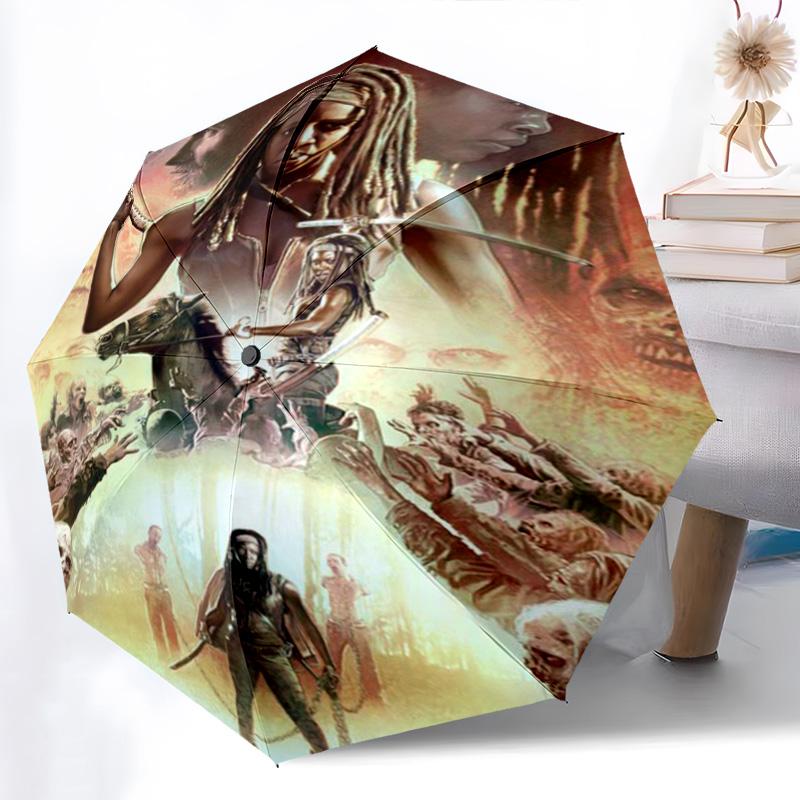 Apocalyptic Warrior Uprising Folding umbrella 8 paraphenoid bones Portable printing Sun umbrella Gift
