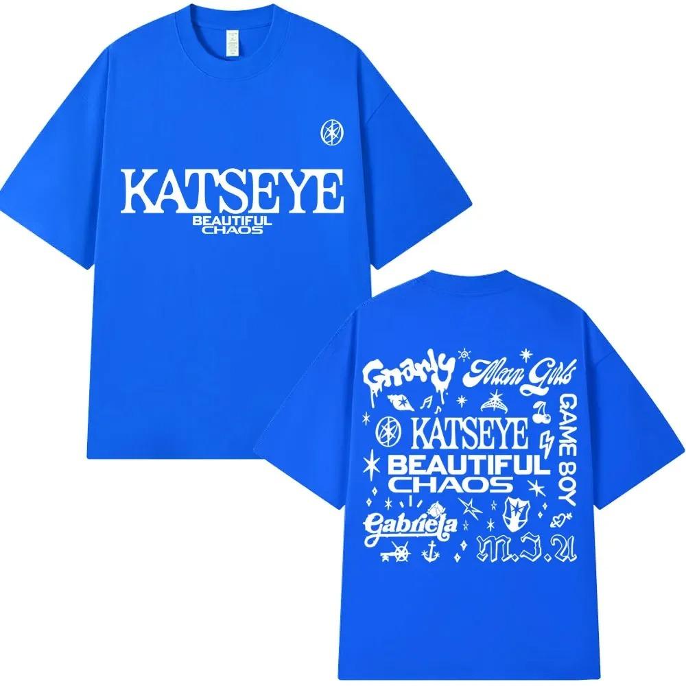 Korean Katseye Beautiful Chaos Tour T Shirt Kpop Vintage Harajuku Fashion Y2K Men Women T-shirt Cotton Loose T Shirts Fans Gifts