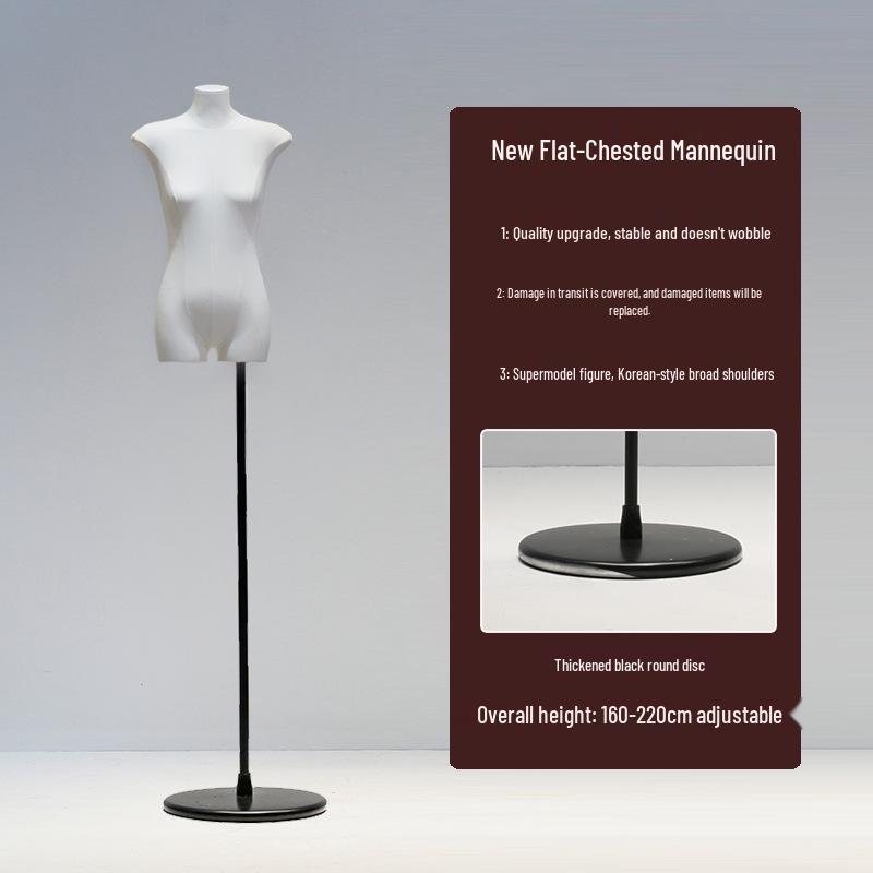 Korean Style Flat Body Female Mannequin with Wide Shoulders for Women's Clothing Display