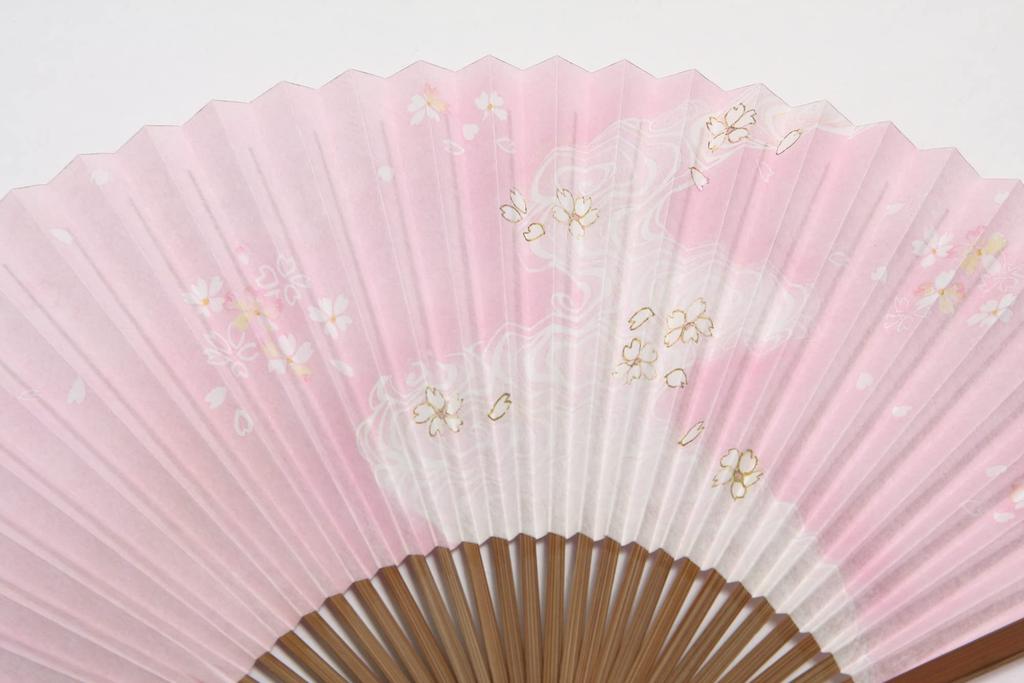 Faltfächer für mit Fächeretui und Präsentationsbox Wasser und Kirschblüte [Hasegawa] Kyoto-Stil Damen, (Fließendes Design, beidseitig)