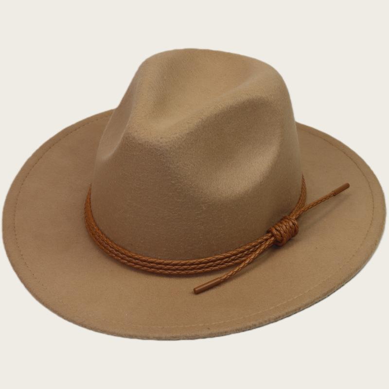 New wool woolen cowboy hat bow men's and women's jazz hat European and American felt hat