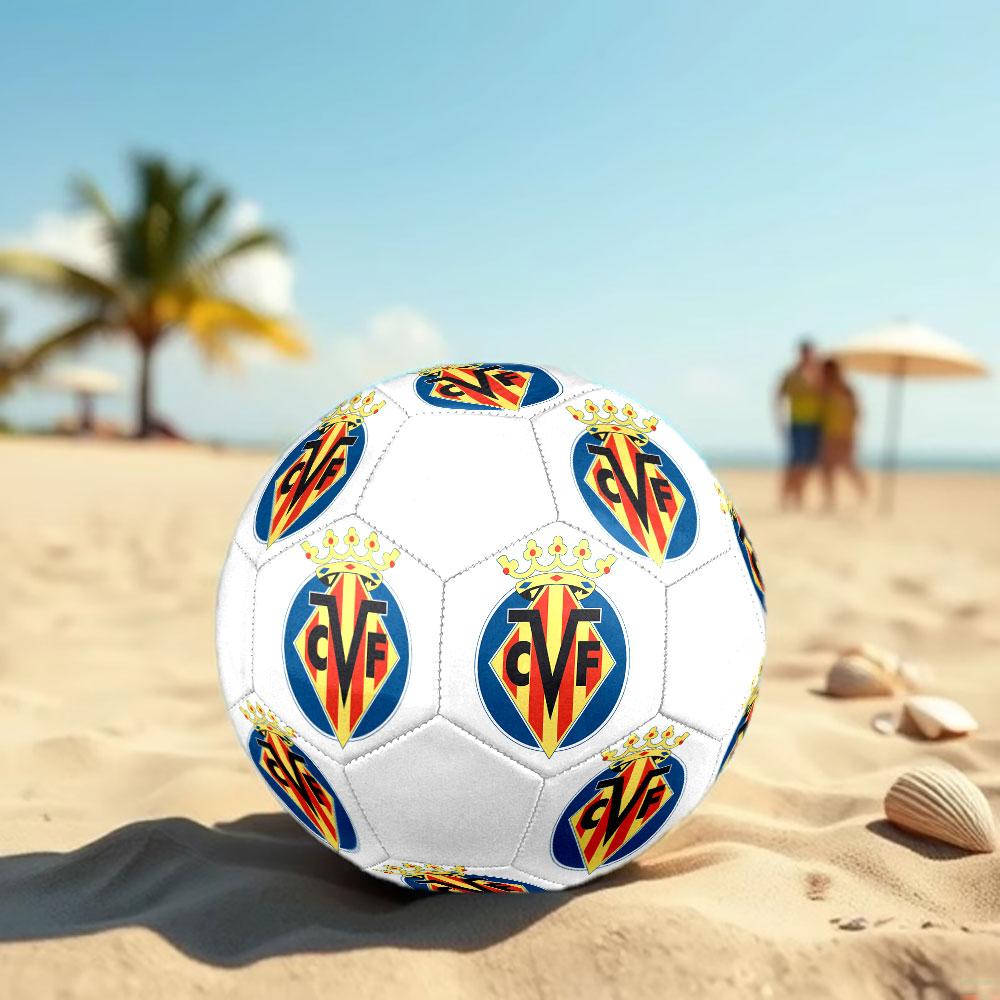FC Villarreal Size 5 Soccer Ball, Machine-Stitched PVC, Durable & High Bounce, All Ages Fit, Fan Merchandise, Matches & Outdoor Use.