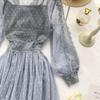 Spring Autumn  New Long Dresses Chic Sweet Temperament Women's  Net Yarn Dress