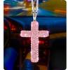 Car Cross Pendant | Sparkling Cubic + Fashion Accessory | Black Pink Silver Lightweight Hanging