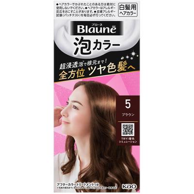 Blaune Bubble Color 5 Brown 108ml (Quasi-drug) Foam for Graying Hair Colorant for Gray Hair For Use In the Entire Dyeing Process (one-time Use Typ