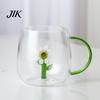 Coffee Milk Drink Cup Handmade Glass Animal Plant Shape Transparent Water Cute with Colorful Handle Creative Tea Mug