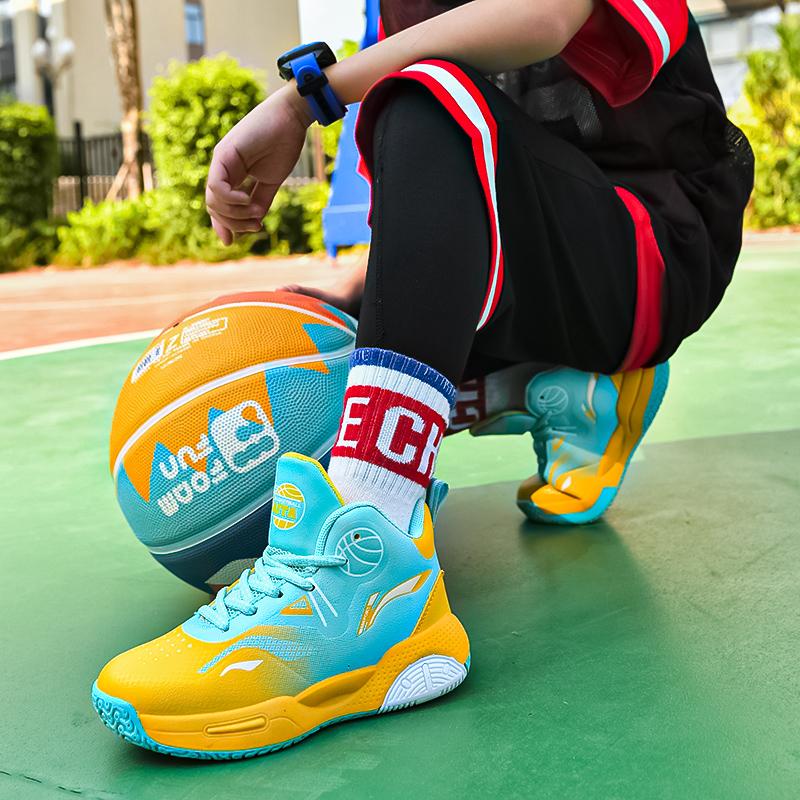 Autumn / Winter Leather Super Fiber Leather Children's Basketball Shoes Youth Casual Basketball Sports Shoes