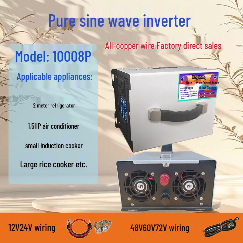 High-Power Pure Sine Wave Inverter: 12V-72V to 220V for Trucks, Freezers & Welding Machines