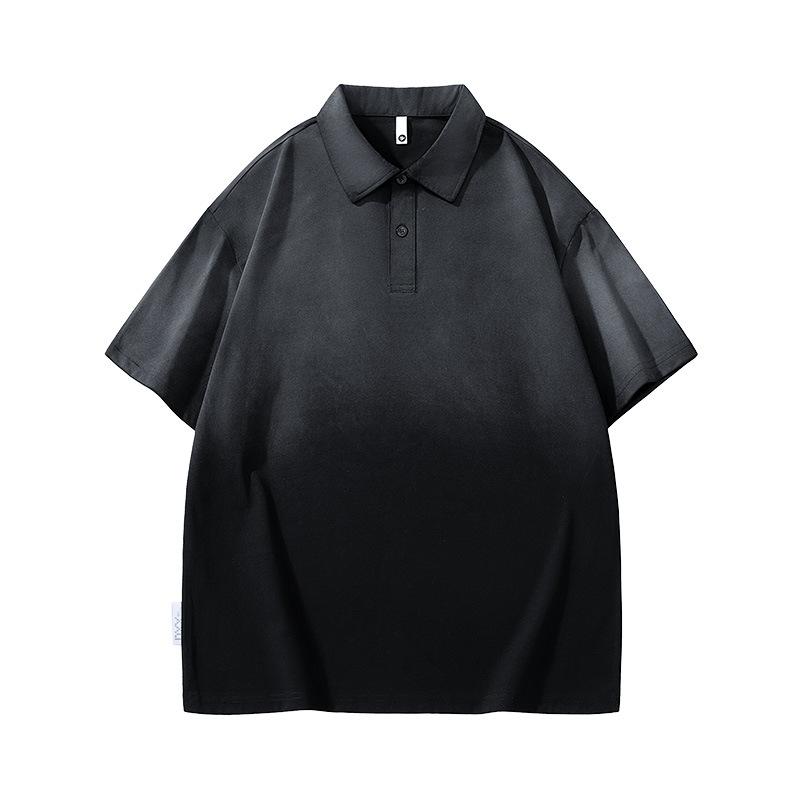 Lapel Polo Short Sleeve Men Tie-dyeed Old Men Lapel Thin Short T-top